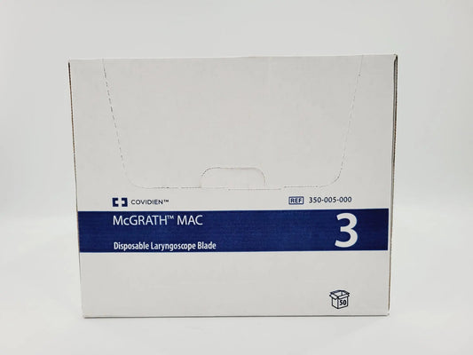Caja Covidien McGRATH MAC espátula desechable referencia 350-005-000 No. 3