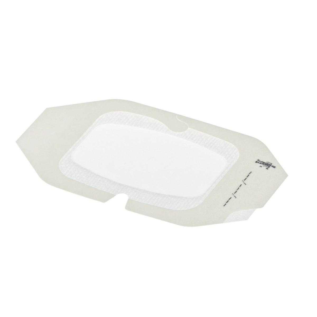 Apósito 3M Tegaderm Film 1614 con borde reforzado e hendidura, 6 × 7 cm sobre blanco
