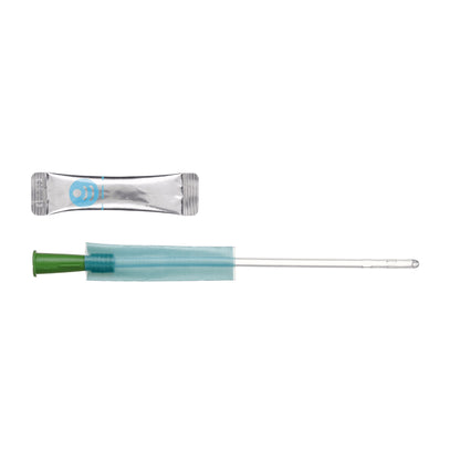 Catéter urinario GentleCath Glide femenino de ConvaTec extendido, con la manga protectora sin contacto y el sachet de agua que activa el recubrimiento hidrofílico