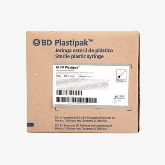 Empaque BD Plastipak jeringa estéril 1 ml 27G × 13 mm