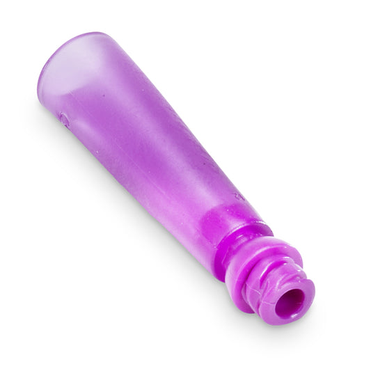 Vygon adaptador embudo nutrisafe2 REF 368.02, vista oblicua del embudo lila, sobre fondo blanco