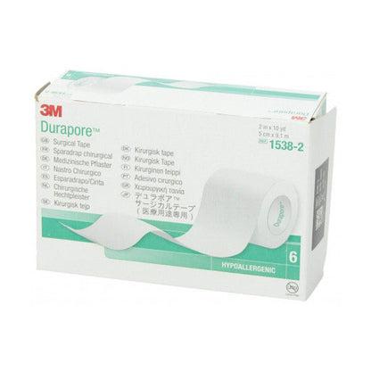 3M Durapore cinta quirúrgica 1538-2 de 5 cm x 9.1 m sobre fondo blanco