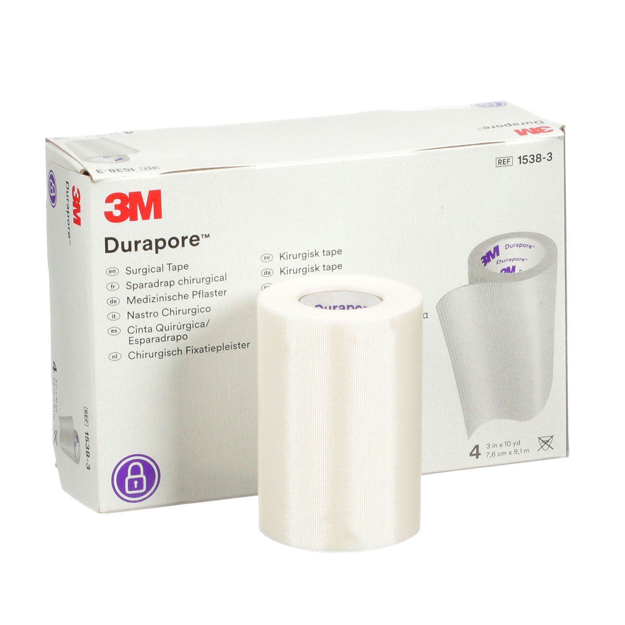 3M Durapore cinta quirúrgica 1538-3 de 7.5 cm x 9.1 m