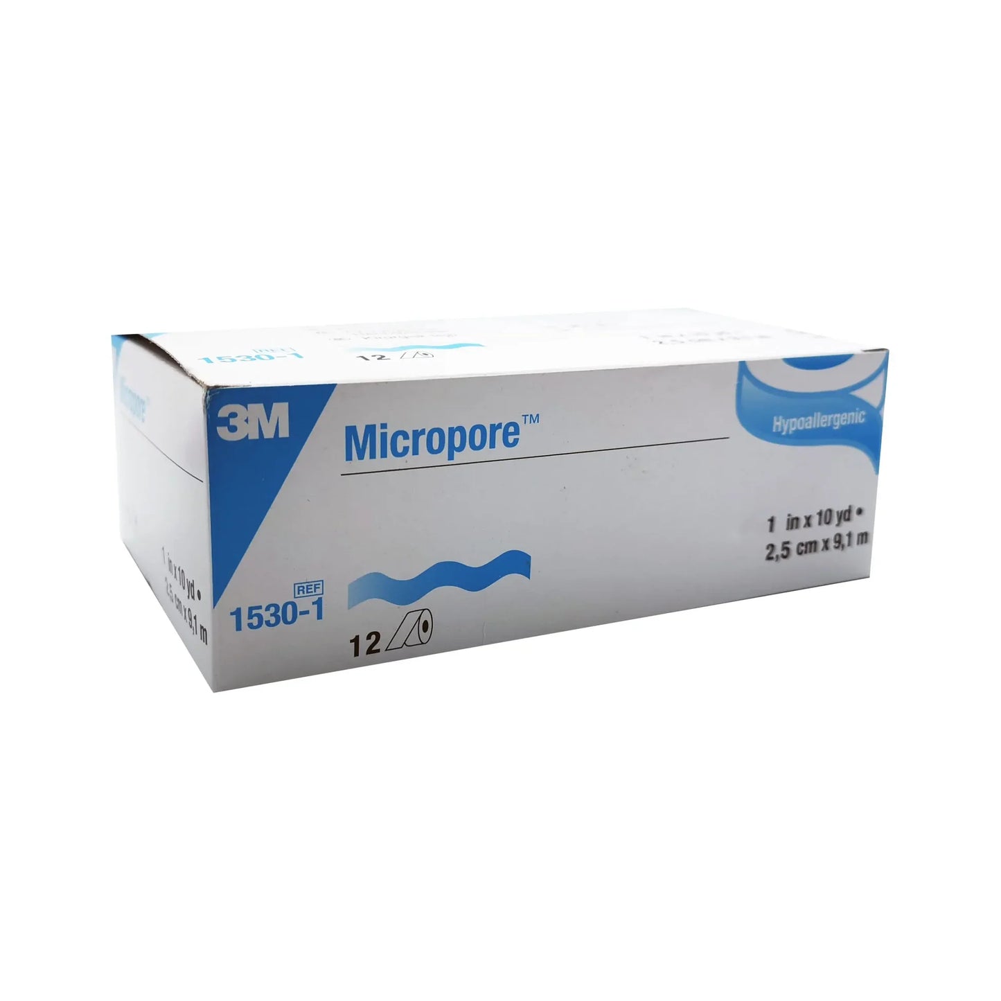 3M Micropore cinta quirúrgica blanca 1530-1 de 2.5 cm x 9.1 m