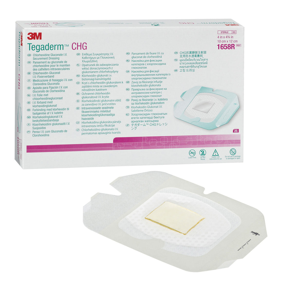3M Tegaderm CHG 1658R, apósito de 10 x 12 cm, C/25