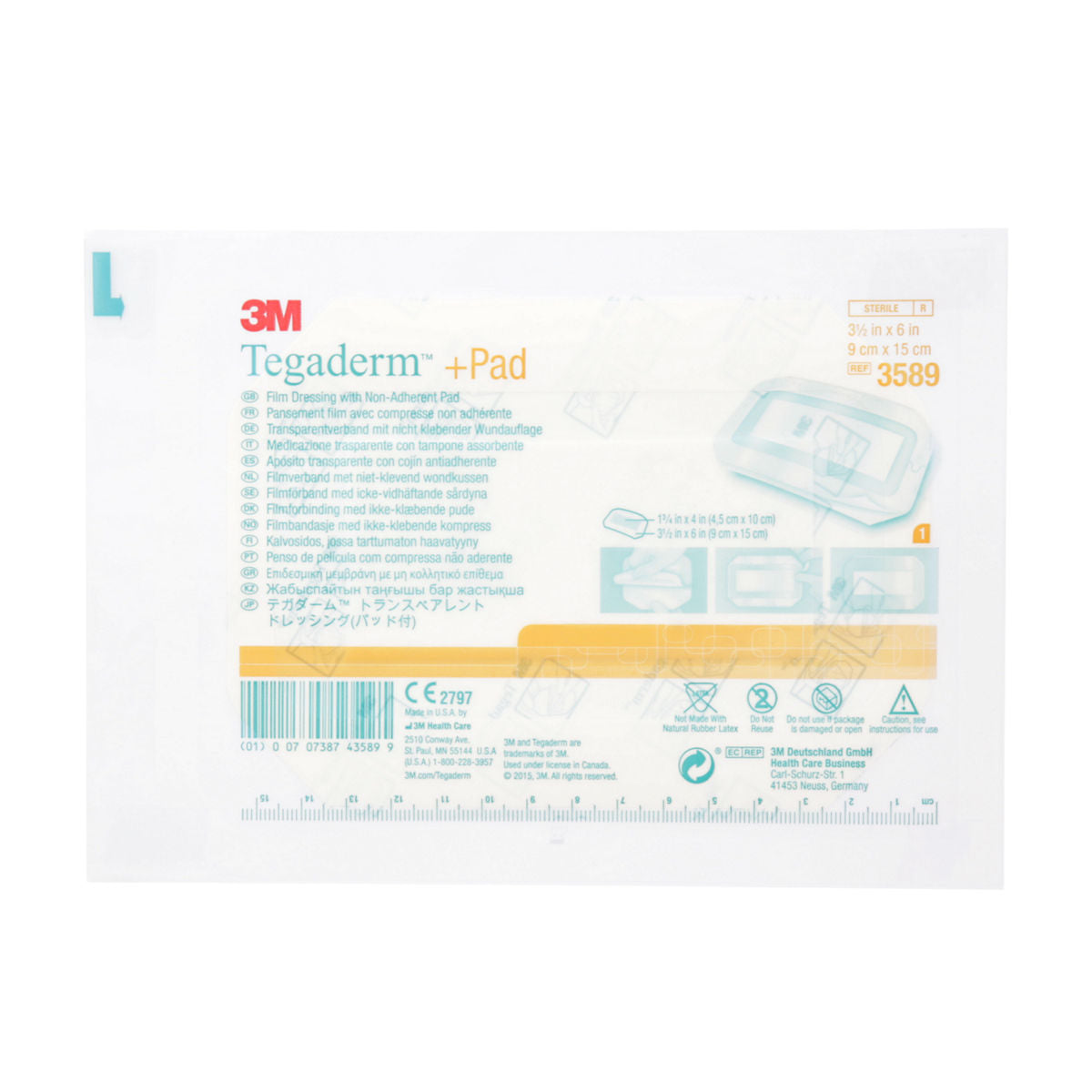 3M Tegaderm +Pad 3589, apósito de 9 x 15 cm, C/25