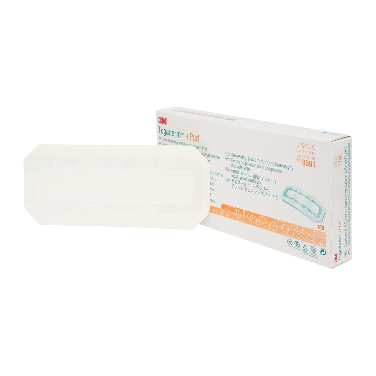 3M Tegaderm +Pad 3591, apósito de 9 x 25 cm, C/25
