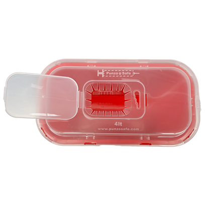 Tapa traslúcida Punzo Safe de 4 litros con separador de agujas y grabado 4 lt