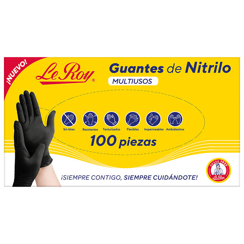 Le Roy GUANTE DE NITRILO NEGRO MULTIUSOS M 100PZ
