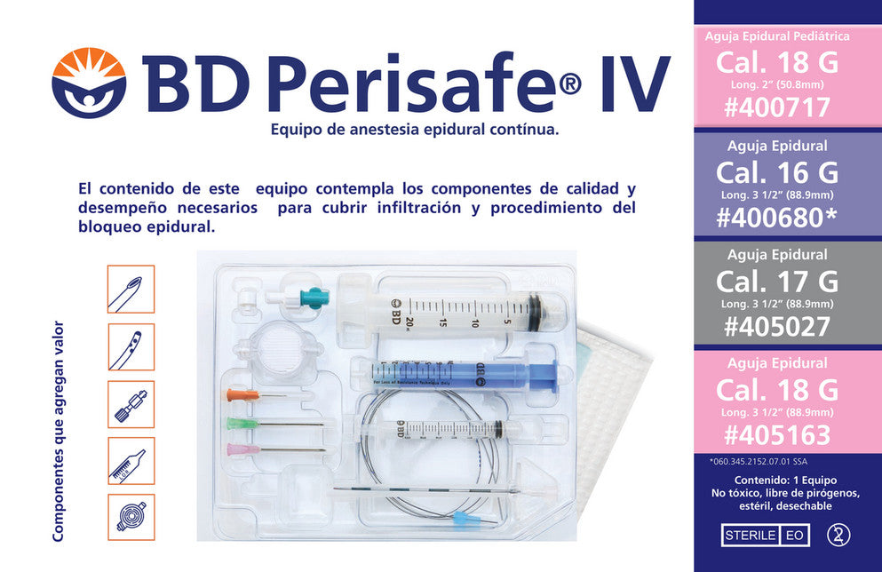Kit BD Perisafe IV para anestesia epidural continua
