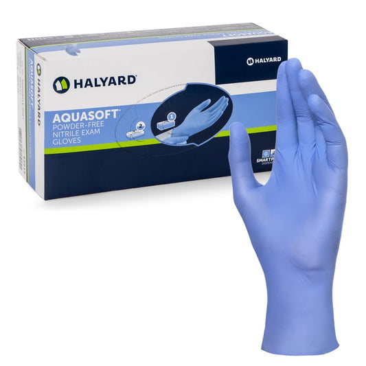 Caja Halyard Aquasoft de guantes de nitrilo azul talla grande, referencia 43935