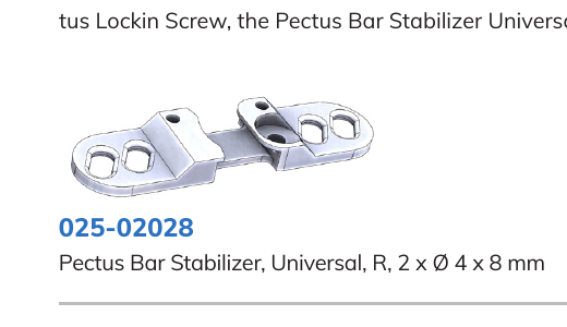 MedXpert 025-02028 estabilizador Pectus universal derecho