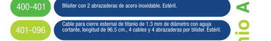 Zimmer Biomet 401-096, cable esternal de titanio con aguja cortante