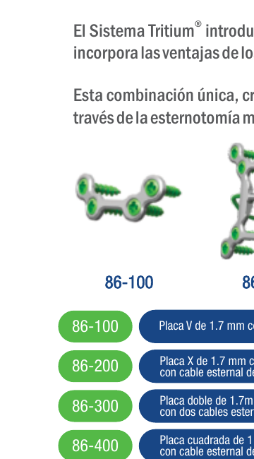 Tritium 86-100 A&E Medical placa esternal en V de titanio