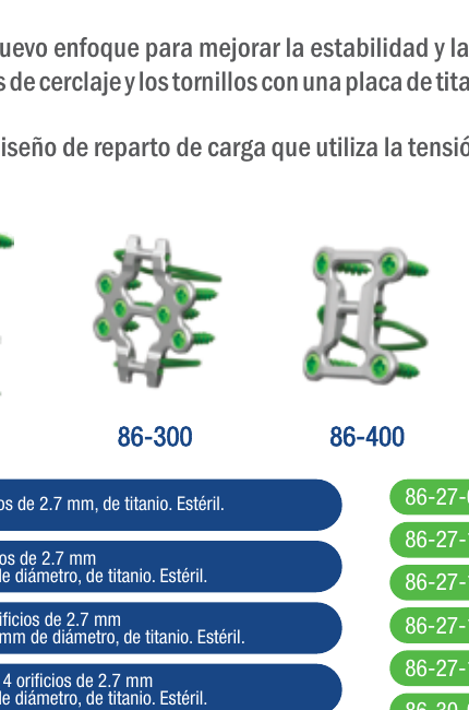 Tritium 86-300 A&E Medical placa esternal doble de titanio