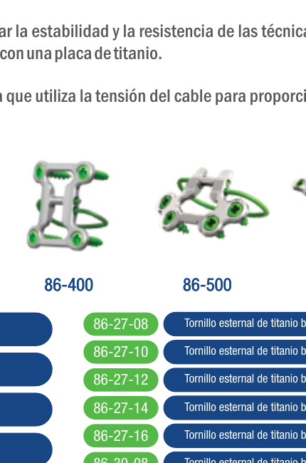 Tritium 86-500 A&E Medical placa esternal auxiliar de titanio