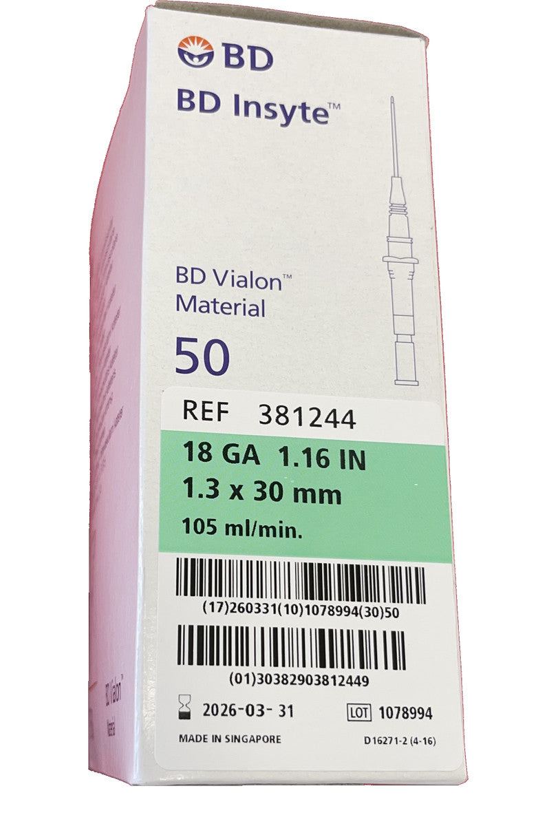 BD Insyte 381244 catéter intravenoso 18G x 30 mm verde