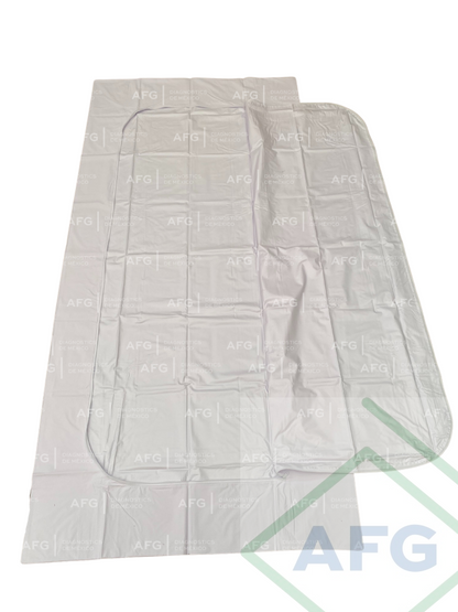 Detalle de la bolsa para cadáver AFG AFGBC01 de PVC blanco
