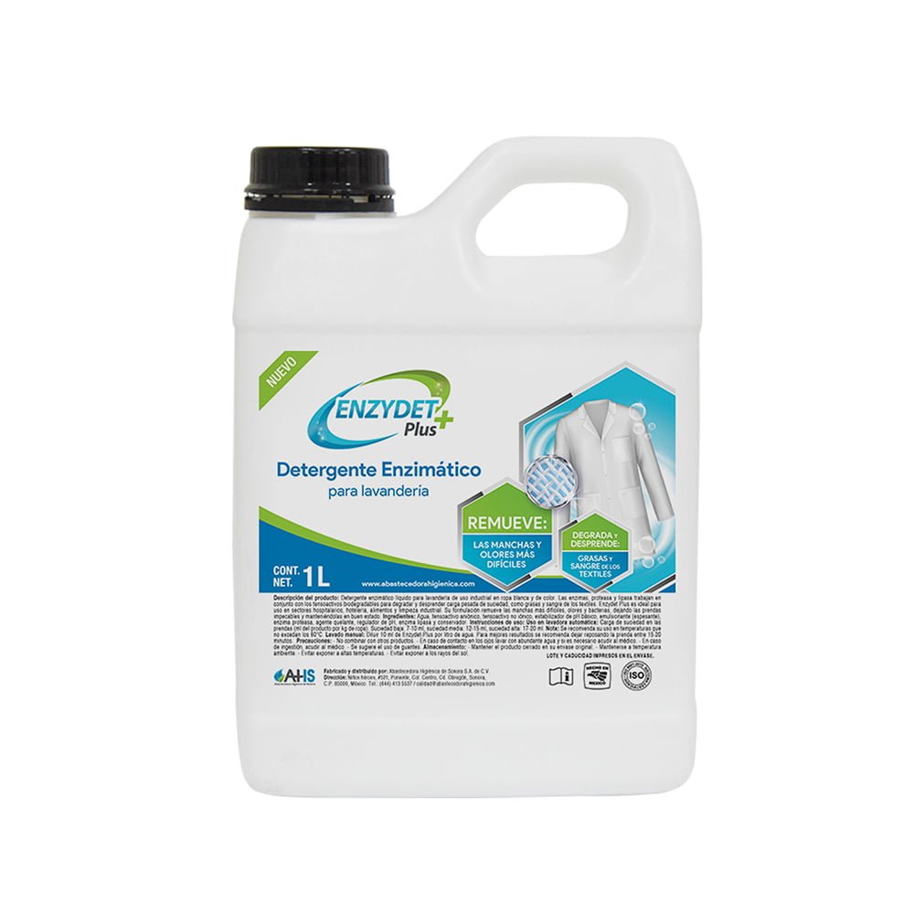 Envase blanco AHS Enzydet-Plus de 1 L, referencia 222-1