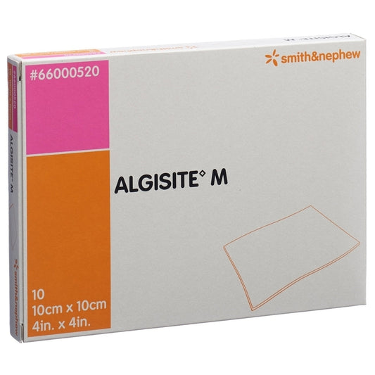 Algisite M 10 cm x 10 cm 66000520, apósito de alginato de calcio, sobre fondo blanco