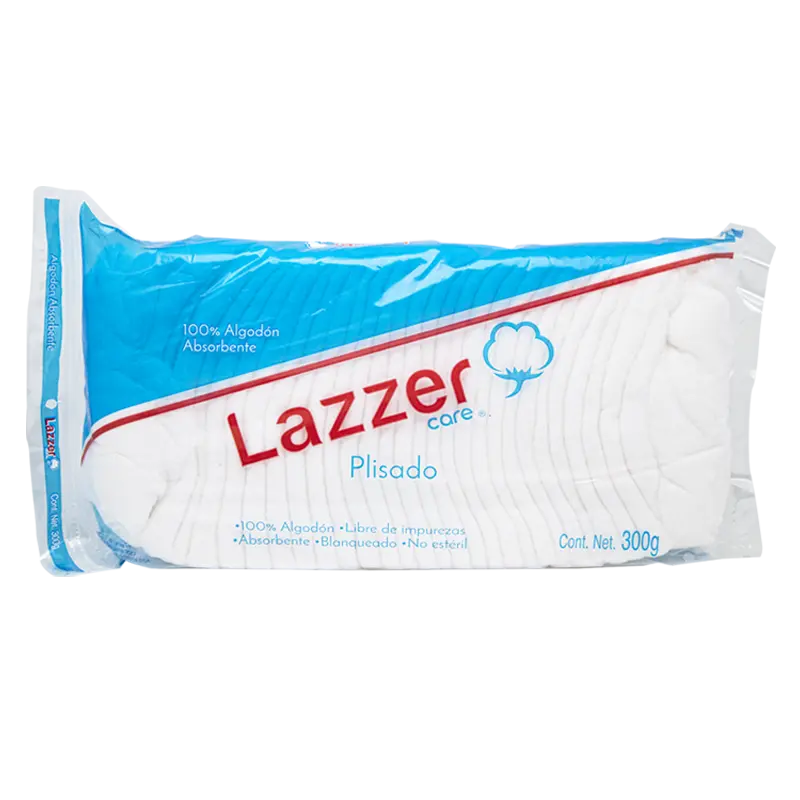 Algodón absorbente Lazzer plisado de 300 g, bolsa de 100% algodón no estéril