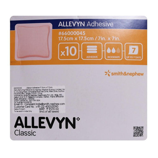 Allevyn Classic Adhesive 17.5 cm x 17.5 cm 66000043, sobre fondo blanco