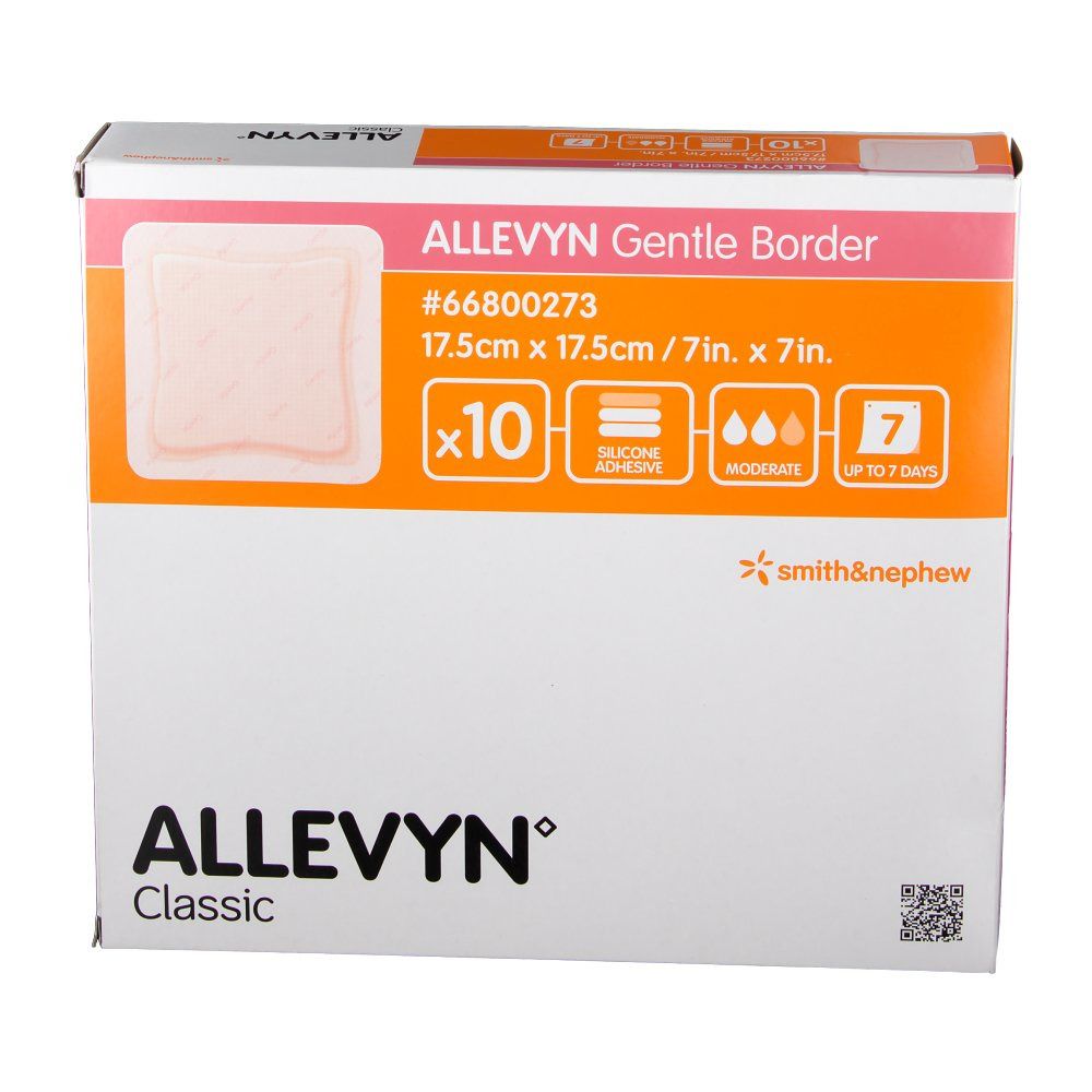 Allevyn Gentle Border 17.5 cm x 17.5 cm 66800273, sobre fondo blanco