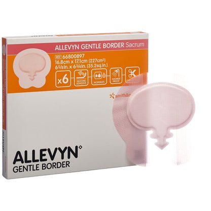Allevyn Gentle Border Sacrum 16.9 cm x 17.1 cm 66800897, sobre fondo blanco