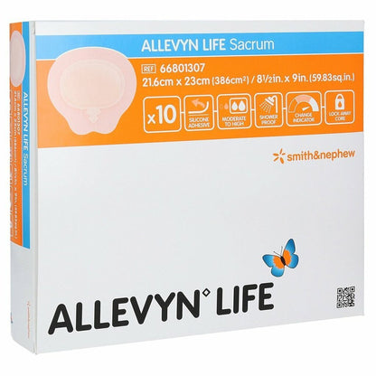 Allevyn Life Sacrum 21.6 cm x 23 cm 66801307, sobre fondo blanco