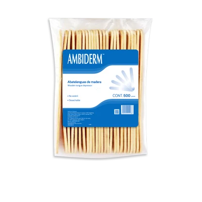Abatelenguas de madera Ambiderm paquete de 500 piezas referencia MR200103000