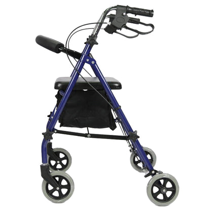 Andadera Handy AN06 de perfil, con asiento, bolsa y las ruedas de ese lado dentro del cuadro