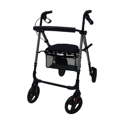 Andadera Handy AN07G en tres cuartos, gris, con respaldo handy by Hergom, asiento, bolsa y cuatro ruedas