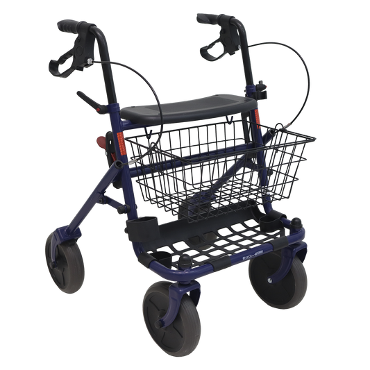 Andadera Handy AN11A azul completa, con asiento, canasta, frenos y cuatro ruedas
