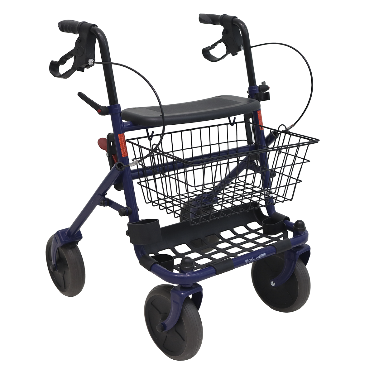 Andadera Handy AN11A azul completa, con asiento, canasta, frenos y cuatro ruedas