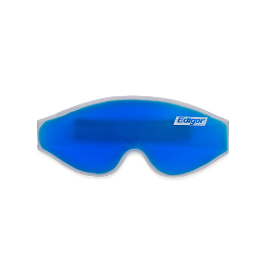 Antifaz de gel azul Edigar AA10407, una pieza completa fuera de la bolsa de vinil.