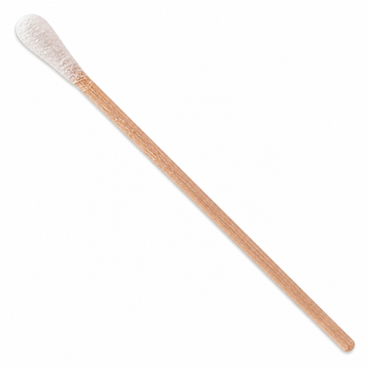 Imagen optimizada: aplicador de madera con punta de algodón de 15 cm, sobre fondo blanco