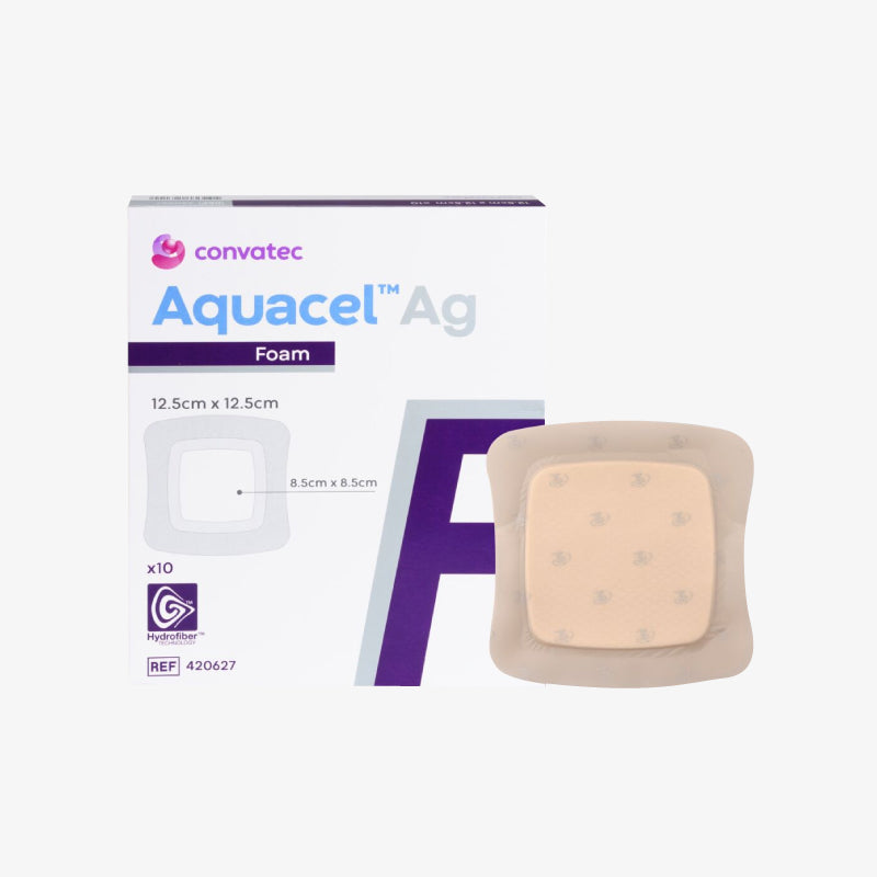 ConvaTec Aquacel Ag Foam adhesivo 420627, 12.5 x 12.5 cm, C/10