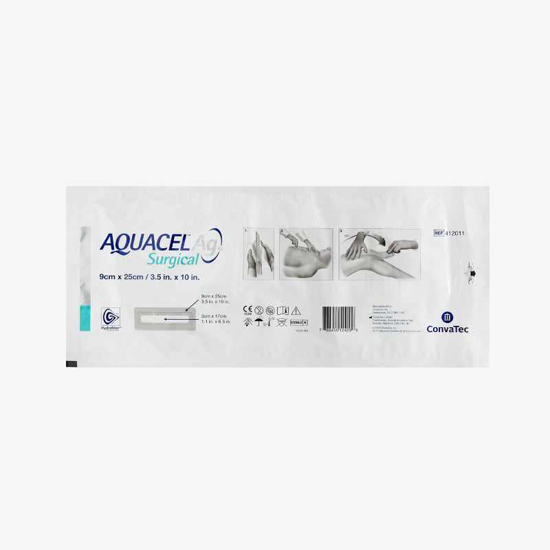 ConvaTec AQUACEL Ag Surgical 412011, apósito 9 x 25 cm, caja con 10