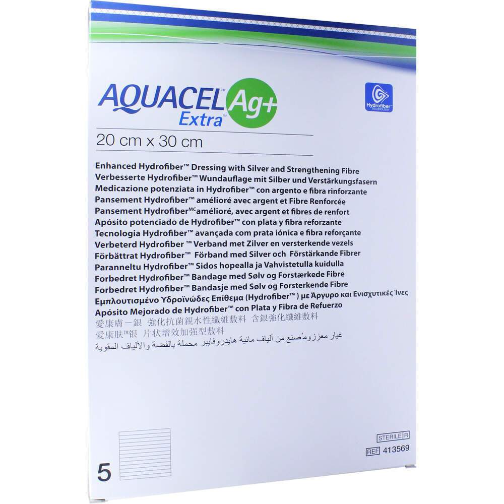 Aquacel Extra Ag+ 20 cm x 30 cm 413569, sobre fondo blanco