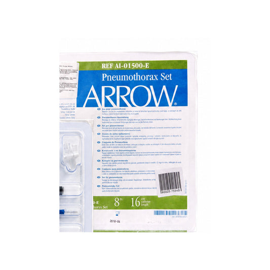 Sobre estéril Arrow Pneumothorax Set REF AI-01500-E, catéter 8 Fr × 16 cm