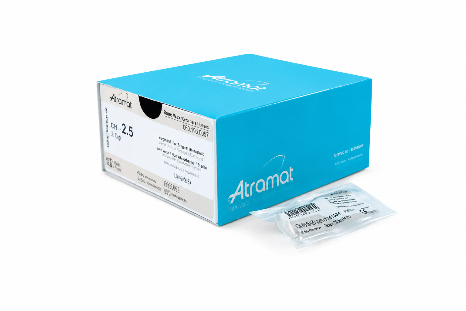 Atramat Bone Wax CH-2.5N, cera para hueso de 2.5 g sobre fondo blanco