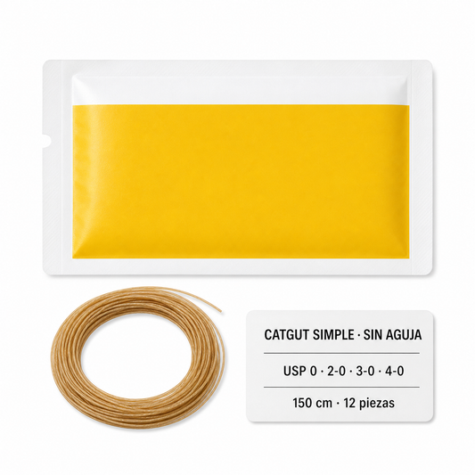 Imagen ilustrativa optimizada: Atramat Catgut simple sin aguja, USP 0, 150 cm, 12 piezas, sobre fondo blanco