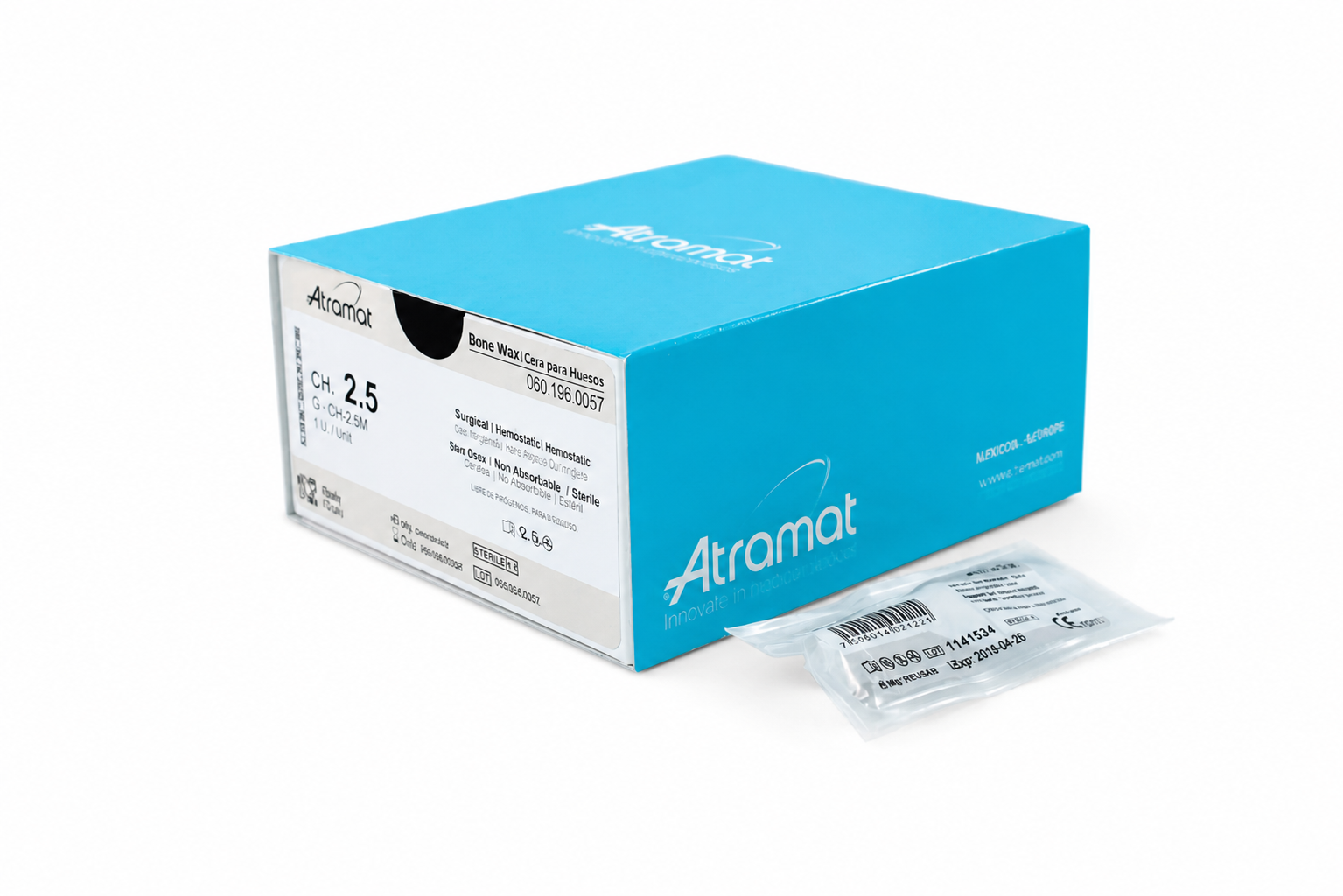 Atramat G-CH-2.5M, cera para hueso de 2.5 g sobre fondo blanco