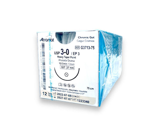 Sutura ATRAMAT Catgut Crómico G3713-75 USP 3-0 de 75 cm con aguja G37