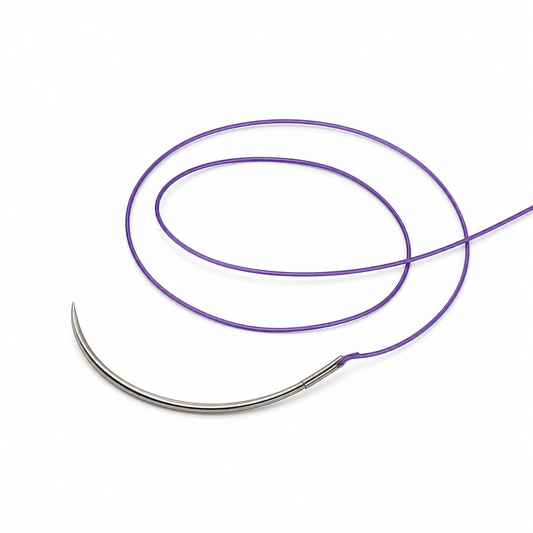 Imagen ilustrativa optimizada: Atramat PGC25 violeta USP 0, 90 cm, aguja SG-36 de 36 mm, sobre fondo blanco
