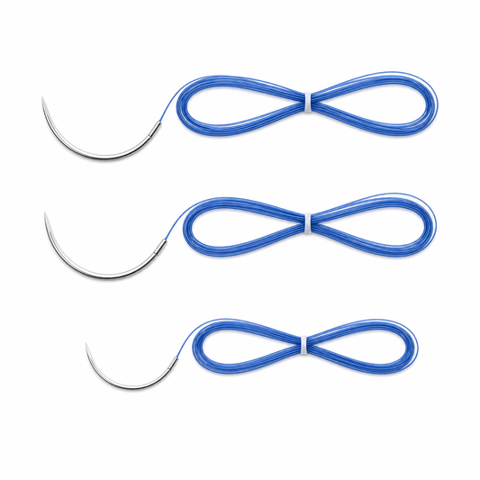Imagen optimizada: familia Atramat Polipropileno azul de 75 cm con agujas curvas, sobre fondo blanco