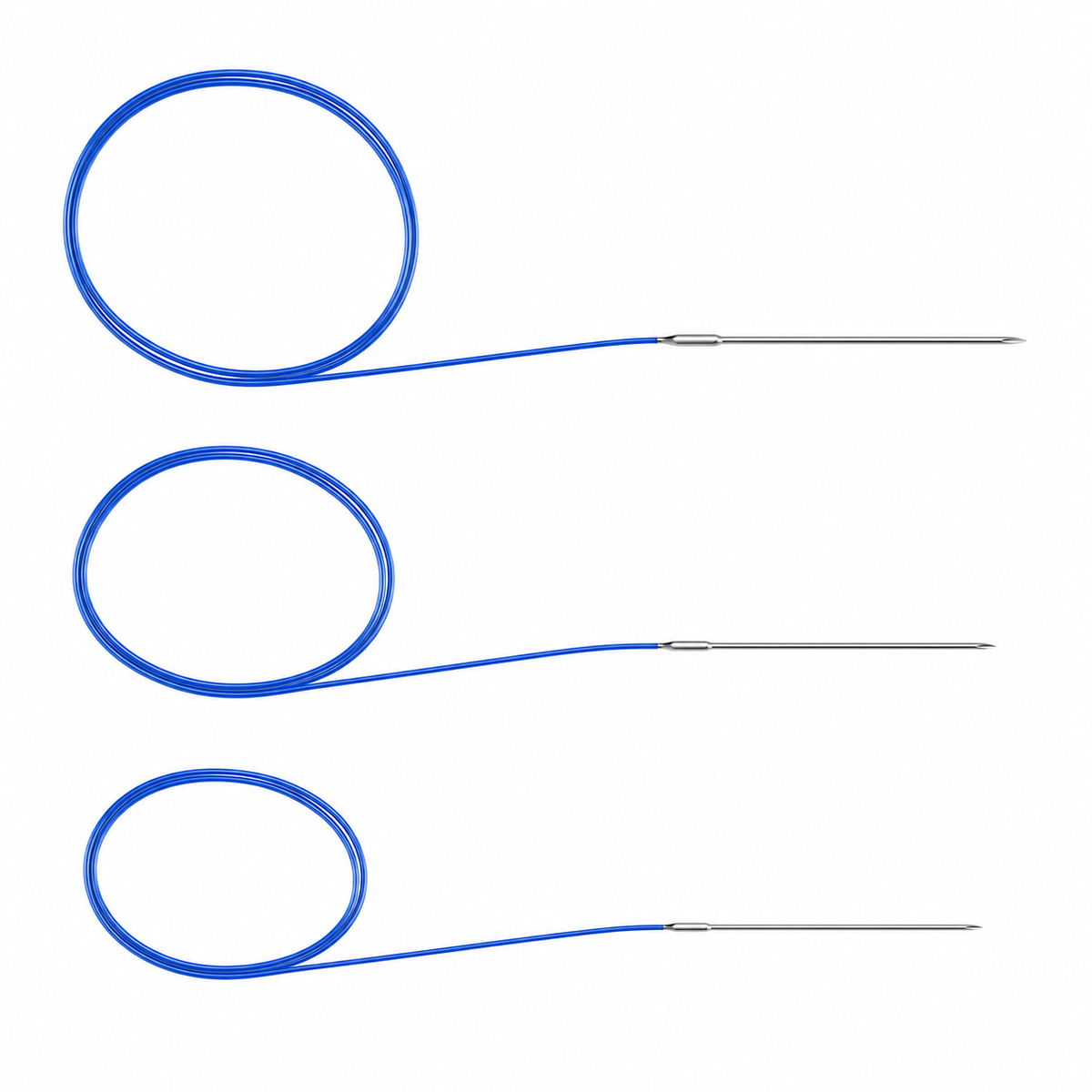 Imagen ilustrativa optimizada: Atramat Polipropileno azul U-60, sutura recta, sobre fondo blanco