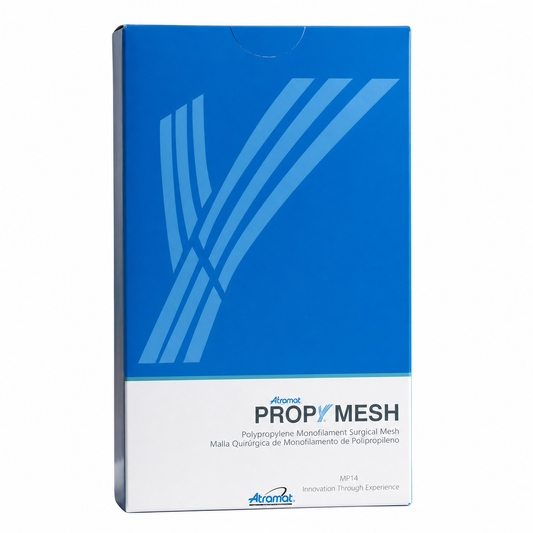 Atramat PropyMesh MP14, malla de polipropileno 25 × 35 cm sobre fondo blanco