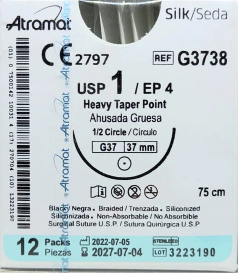 Atramat Seda G3738 USP 1, aguja G37 de 37 mm y hebra de 75 cm