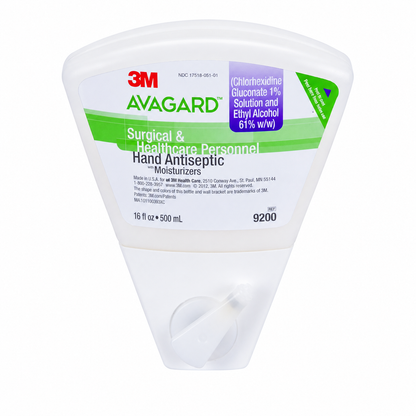 Frasco 3M Avagard CHG REF 9200 de 500 ml, gluconato de clorhexidina 1% y alcohol 61%, sobre fondo blanco